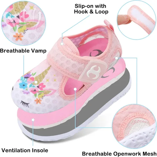 Vista 4 de Scurtain Zapatos de agua para niños pequeños, calcetines acuáticos de secado rápido para bebés, niños y niñas, zapatos de playa, zapatos de natación
