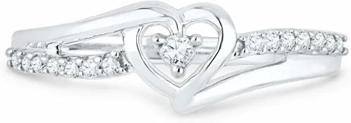 Vista 2 de Anillo de moda con diamantes redondos blancos, de plata esterlina (110PTQ)