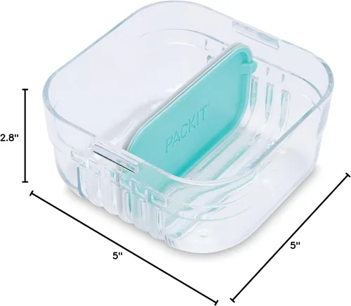 Vista 11 de PackIt Mod Snack Bento Recipiente de almacenamiento de alimentos, verde menta (paquete de 2)