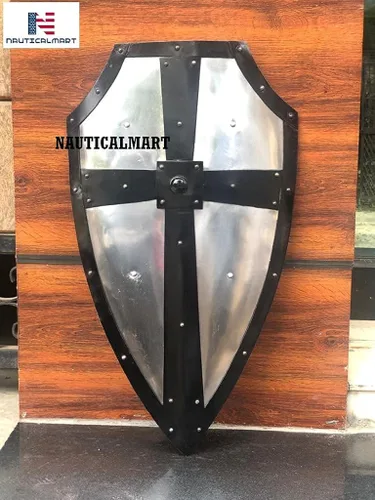 Vista 3 de NauticalMart Escudo de cruz de acero gótico forjado a mano, armadura de batalla medieval
