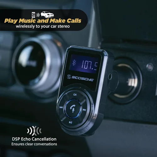 Vista 5 de Scosche BTFM3 BTFREQ Kit universal de manos libres Bluetooth para coche con transmisor FM digital y cargador de coche USB de 10 W, color negro XL