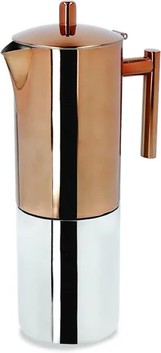 Vista 2 de La Cafetière Máquina de café expreso para estufa de cobre, acero inoxidable, 20.3 fl oz