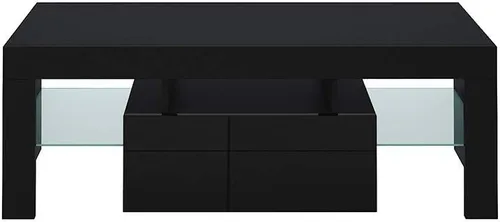Vista 2 de Soporte de TV, gabinete multimedia de estilo minimalista moderno para sala de estar con luces LED de alto brillo (negro)