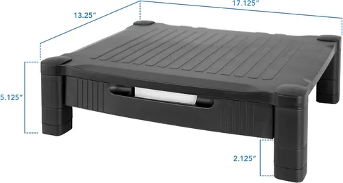 Vista 7 de Mount-It! Elevador de monitor con cajón Soporte de monitor de altura ajustable con almacenamiento deslizante de tres filas Elevador