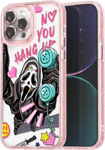 Vista 59 de Compatible para iPhone 13 Funda Bonita Estética - Funda para Teléfono Rosa con Purpurina con Protector de Cámara - Diseño de Cubierta