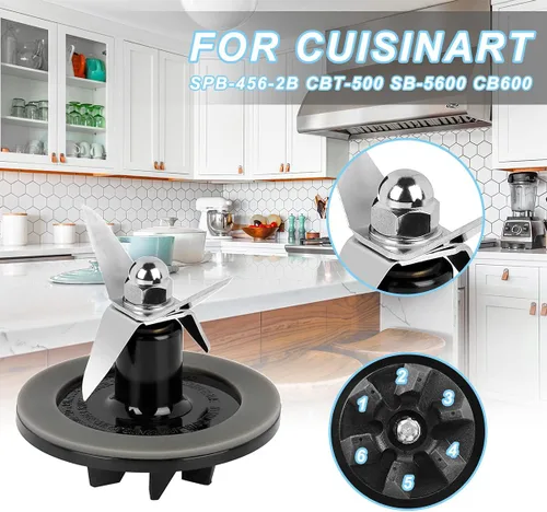 Vista 3 de Conjunto de corte de licuadora, piezas de repuesto de cuchilla de licuadora con 1 piezas de juntas de licuadora, compatible con licuadoras Cuisinart