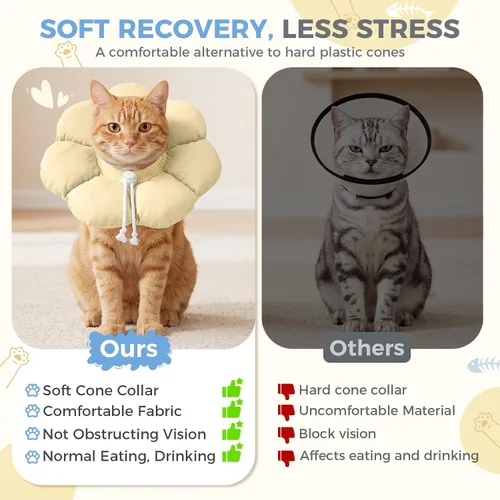 Vista 8 de Avont Soft Cat Cone S Apricot Post-Surgery Anti-Lick Ajustable Albaricoque