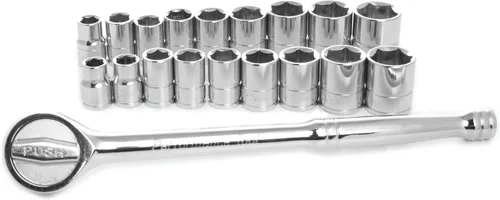 Vista 6 de Performance Tool W38304 Juego de zócalos de 6 puntos SAE y métrico de 21 piezas de 1/4 pulgadas con trinquete Automotive mechanics tool kit.