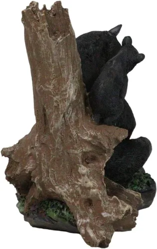 Vista 3 de Ebros Gift Figura rústica de oso negro, madre y sus cachorros en el bosque, 6 pulgadas de alto, diseño de oso de la naturaleza, cabaña familiar