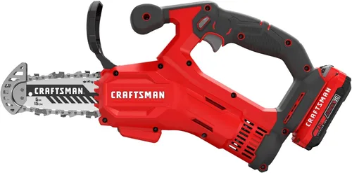 Vista 8 de CRAFTSMAN Sierra de podar, mini motosierra inalámbrica, cadena de 6 pulgadas, motosierra pequeña con batería V20 y cargador incluido (CMCCS320D1)
