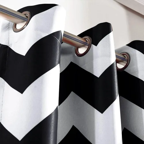 Vista 4 de Melodieux - Cortinas de chevron de moda para sala de estar y comedor, cortinas con ojales oscurecedores y parte superior para ventanas