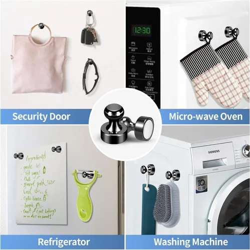 Vista 6 de 12 paquetes de imanes de nevera negros, imán de refrigerador de metal, imanes de pinza fuertes para pizarra blanca, refrigerador, pizarra de borrado