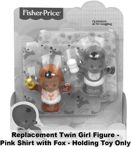 Vista 6 de Pieza de repuesto para el juego Fisher-Price Little People Snuggle Twins - GKP69 ~ Figura de niña gemela de repuesto ~ Camisa rosa con zorro ~