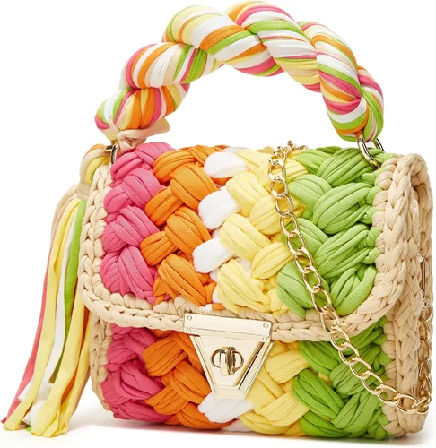 Vista 2 de Bolso cruzado para mujer, bolso de hombro de punto de hilo grueso, bolso de mano tejido a mano, bolso de noche con solapa