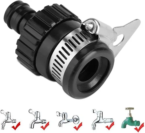 Vista 3 de Zerodis Conector universal de manguera de grifo, accesorio de conexión rápida de plástico negro para manguera de jardín, riego, lavadora a presión