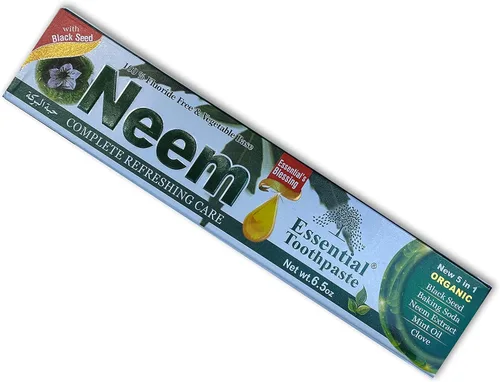 Vista 5 de Essential Palace Neem Pasta de dientes esencial 5 en 1 sin flúor [Paquete de 6, color blanco, 6.5 onzas]