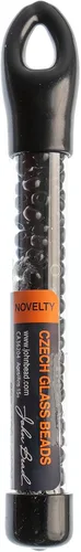 Vista 2 de John Bead Cuentas de cristal checo 4/0 negras para hacer joyas, vial de 0.78 oz