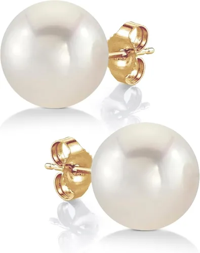 Vista 12 de The Pearl Source Real White Freshwater Pearl Stud Earrings for Women, AAA Grade Genuine Cultured Freshwater Pearls, Natural Pearl Jewelry, Classic