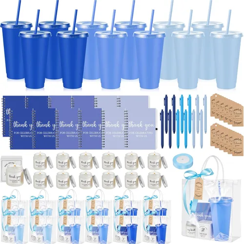 Vista 15 de Nuogo - Juego de 2 premios de ducha para padres para adultos, regalo de despedida de soltera, vaso de plástico, cuaderno con vela perfumada, bolsa