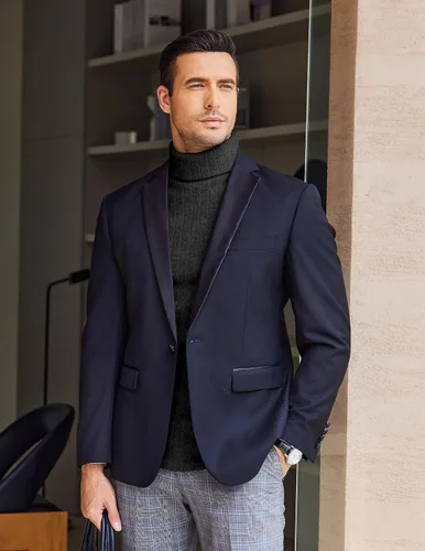 Vista 6 de Ekouaer Camisas de cuello alto para hombre, ligeras, de manga larga, acanaladas, térmicas, sin botones, tallas S-XXL