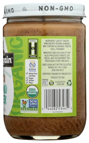 Vista 5 de Onceagain Mantequilla de almendra orgánica ligeramente tostada y cremosa 16 oz
