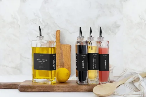 Vista 7 de Molimoli Dispensador de Aceite de Oliva para Cocina, Vertedor Automático, Dispensador de Botella de Vidrio Delgada para Cocina, Aceitera de Aceite