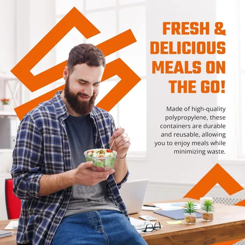 Vista 3 de SQUATZ 50 recipientes de alimentos para microondas – Caja translúcida de 16 onzas con tapas, ideal para almacenar sopas, condimentos, salsas