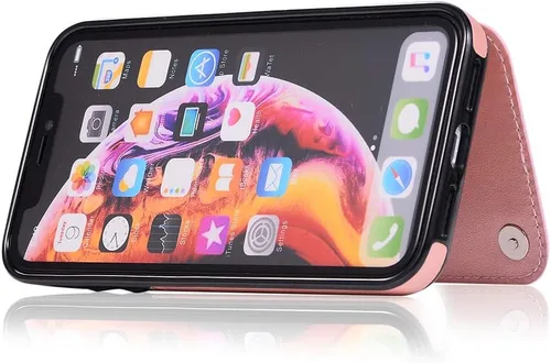 Vista 6 de Asuwish Funda para iPhone XR con protector de pantalla de vidrio templado, funda de cuero con soporte para tarjetas, doble cierre magnético y funda