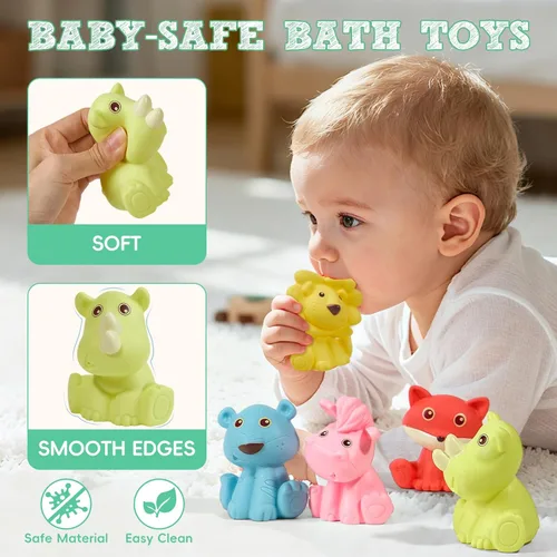 Vista 3 de Juguetes de baño para bebés de 6 a 12 meses Juguetes de baño sellados, sin agujeros y sin moho para niños pequeños Juguetes flotantes suaves