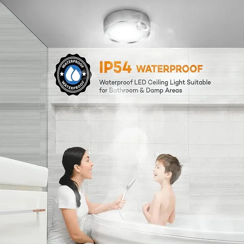Vista 8 de TOOWELL Lámpara de techo con sensor de movimiento, funciona con pilas, luces de techo LED para interiores, para armario, pasillo, despensa