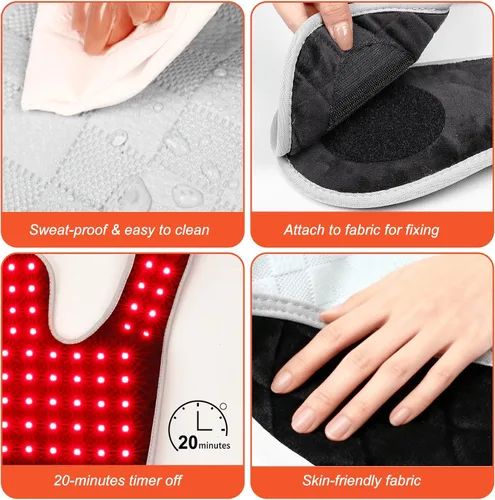 Vista 7 de Terapia de luz roja para cuello y hombros 3-en-1 con perla LED de 660nm y 850nm, cinturón de terapia de luz infrarroja para cuello, cintura