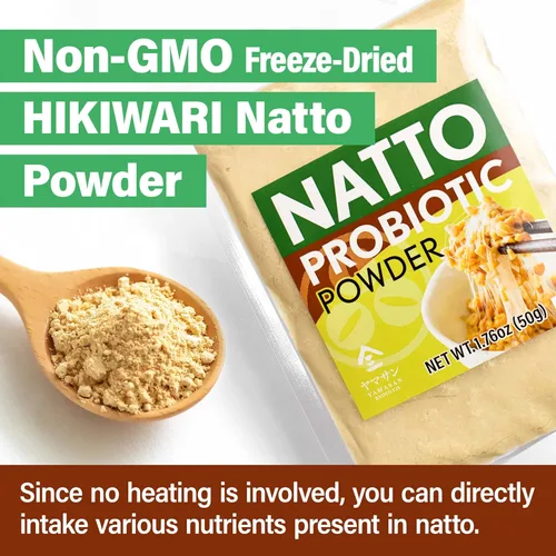 Vista 6 de YAMASAN KYOTO UJI Polvo de soja fermentado japonés Natto, polvo de natto liofilizado, vitamina K, probiótico japonés y superalimento prebiótico