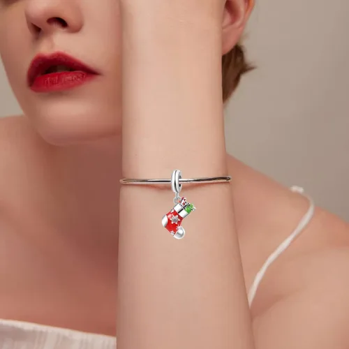 Vista 4 de QeenseKc Muñeco de nieve de Navidad, elfo, ciervo, dulce pan de jengibre, abalorio de invierno para pulsera Pandora