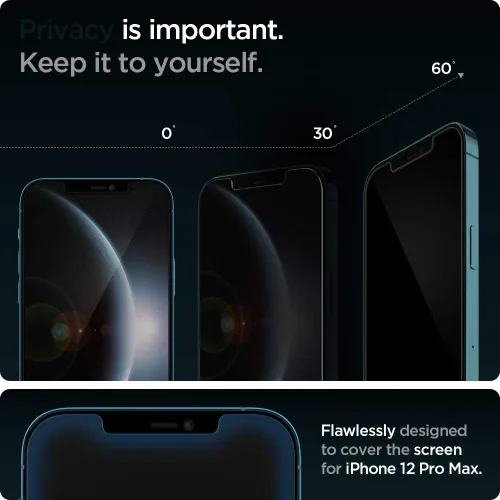 Vista 3 de Spigen GlasTR EZ FIT - Protector de pantalla de vidrio templado para iPhone 12 Pro Max, paquete de 2