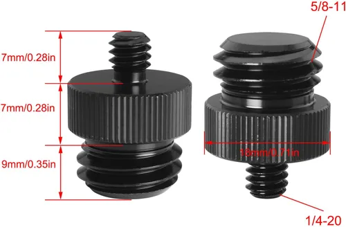 Vista 2 de Adaptador de tornillo de trípode roscado macho de 1/4 pulgadas a macho de 5/8 pulgadas LUORNG 2 piezas 1/4 a 5/8-11 convertidor de rosca de montaje