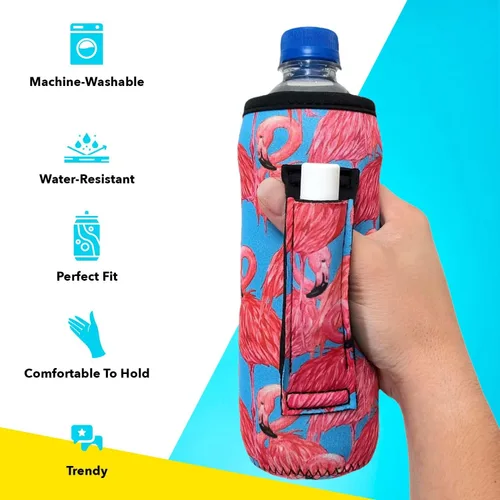 Vista 5 de Lit Handlers Funda de neopreno para botella de agua, soporte aislado para botella de agua de 16 a 24 onzas para caminar, correr y andar