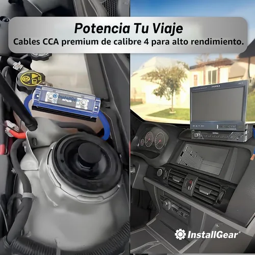 Vista 2 de InstallGear Kit de cableado de amplificador de 4 calibre - Kit de cableado de subwoofer de 17 pies con cables de especificaciones reales - Juego