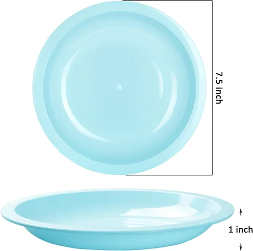 Vista 3 de Youngever Platos de plástico de 7.5 pulgadas, tamaño pequeño para niños, platos para niños, platos para aperitivos, juego de 9 (colores costeros)