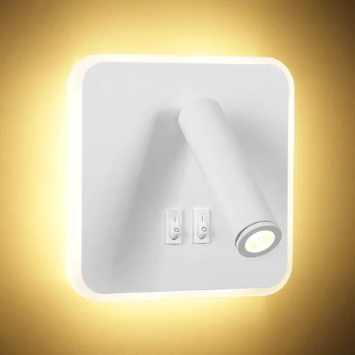 Vista 11 de Kawell Apliques de pared LED modernos 2 en 1 de 8 W con interruptor, foco de pared de lectura ajustable de 3 W, cableado interior para dormitorio