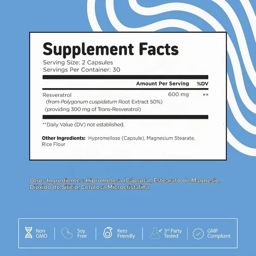 Vista 8 de Vital Vitamins Cápsulas de resveratrol + suplemento NAD+