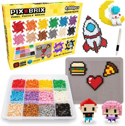 Vista 8 de Pix Brix Pixel Puzzle - Ladrillos de construcción, contenedor de 3.000 Oscuro