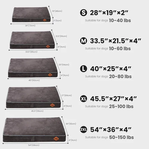 Vista 2 de Laifug Cama ortopédica de espuma viscoelástica para mascotas (40 x 25 x 4 pulgadas, gris pizarra) con forro impermeable duradero y funda extraíble