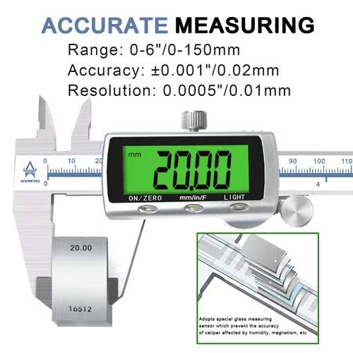 Vista 2 de Herramienta de medición electrónica de calibrador digital, pinza de medición digital Vernier en pulgadas/milímetro/fracción para joyería-Calibre