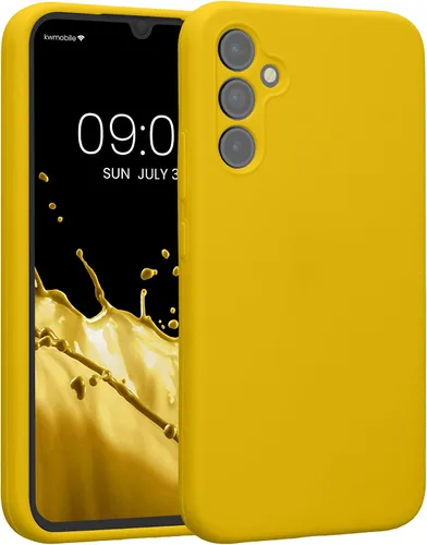 Vista 120 de kwmobile Funda compatible con Samsung Galaxy A13 4G - Funda delgada de silicona TPU - Acabado suave al tacto - Amarillo radiante