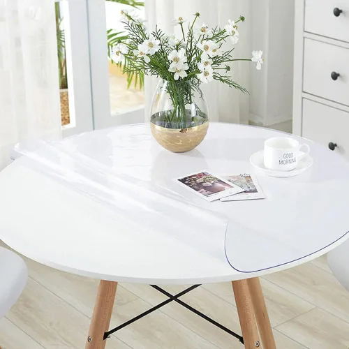 Vista 8 de Protector de mesa transparente de 381 x 381 mm y 1,5 mm de grosor, protector de mesa de vinilo, alfombrilla de escritorio de plástico para mesa
