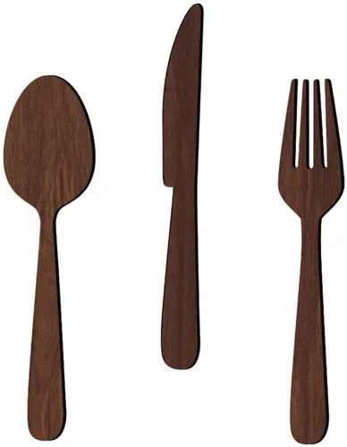 Vista 11 de DOITOOL 1 juego de utensilios de cocina de madera rústica para decoración de pared, con encantador, tenedor, cuchara y cuchillo, decoración