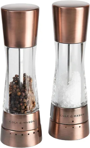 Vista 15 de Cole & Mason H332293 Derwent Black Wood Salt and Pepper Mills, Gourmet Precision+, Ajuste de Molienda, Haya Teñida/Acrílico, 190 mm, Juego