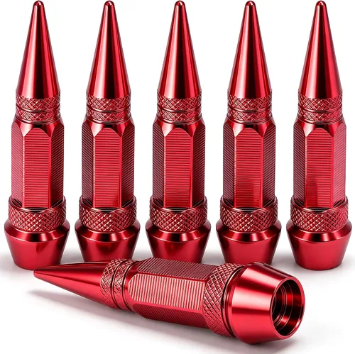 Vista 59 de 4 piezas de tapas de válvula de neumático con estilo púas, cubiertas de válvula de neumático universales de aleación de aluminio a prueba de polvo