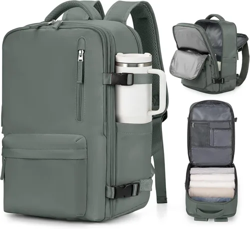 Vista 33 de VGCUB Mochila grande de viaje para trabajo, negocios, mochila para computadora portátil aprobada para vuelo, para mujeres y hombres, mochila