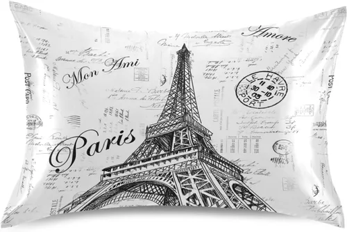 Vista 12 de Nander Funda de almohada de satén estándar de Pascua, huevos coloridos y orejas de conejo, funda de almohada para el hogar, funda de almohada suave